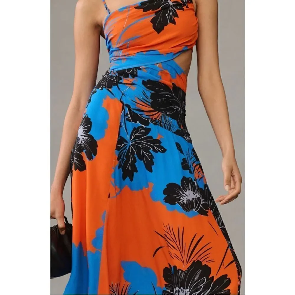 NEW Anthropologie Plenty by Tracy Reese Floral Asymmetrical Cut Out Dress Small - Picture 3 of 4